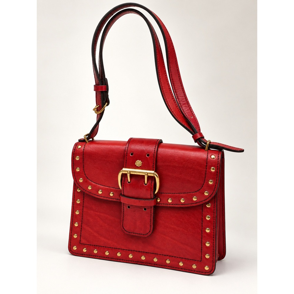Vintage Marcolino by John Romain Red Leather Studded Shoulder Bag